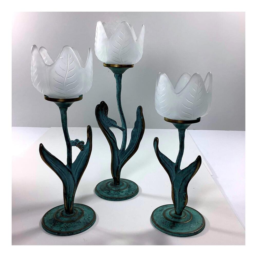 Vintage design studio trio Tulip candleholder set,